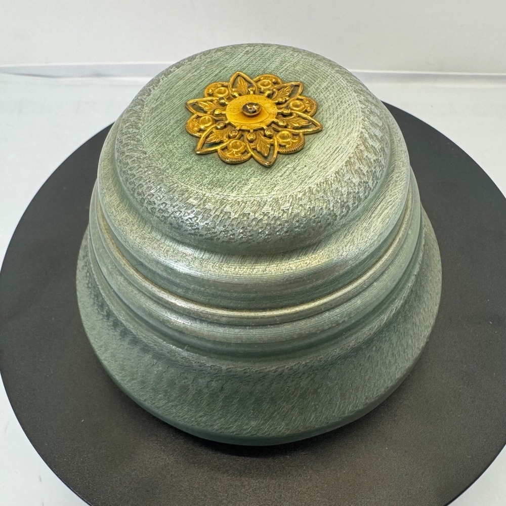 Vintage Musical Jewelry Box/trinket Box Powder Puff SEE VIDEO Works!